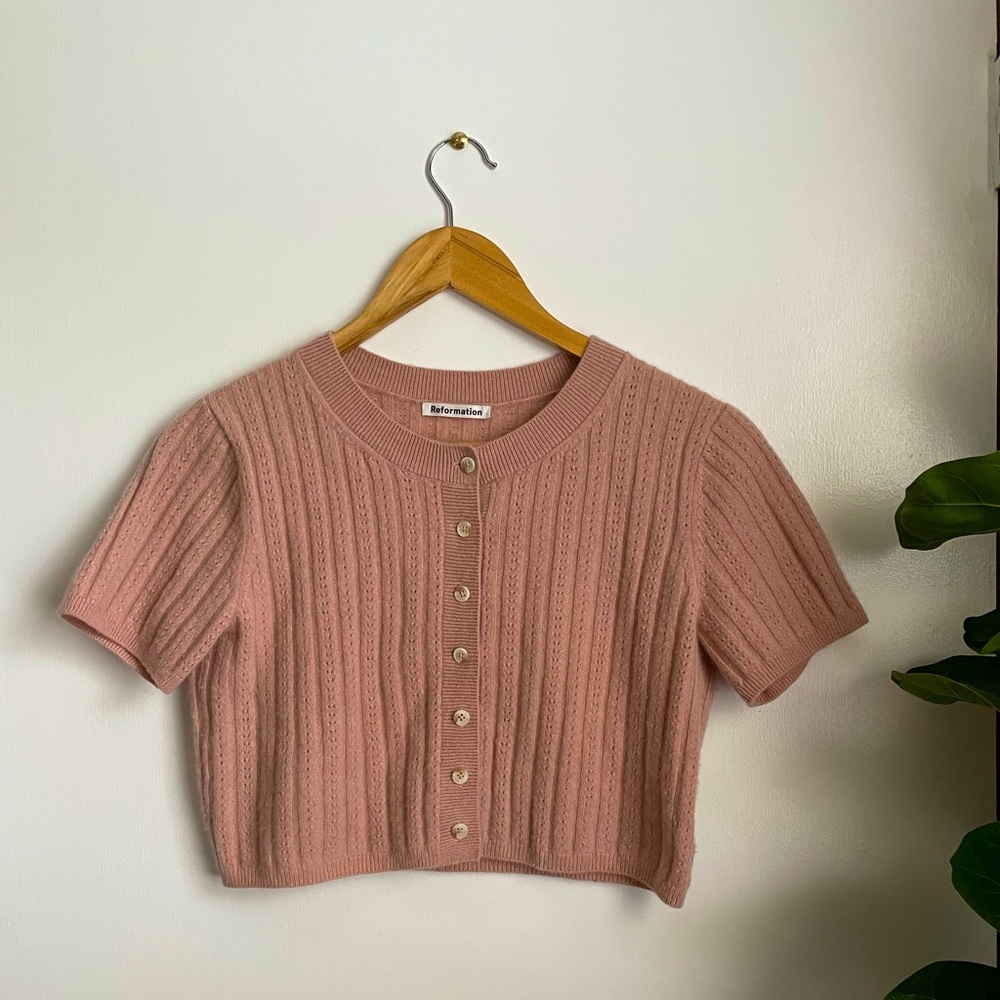 Reformation Pink Cropped Knit Top